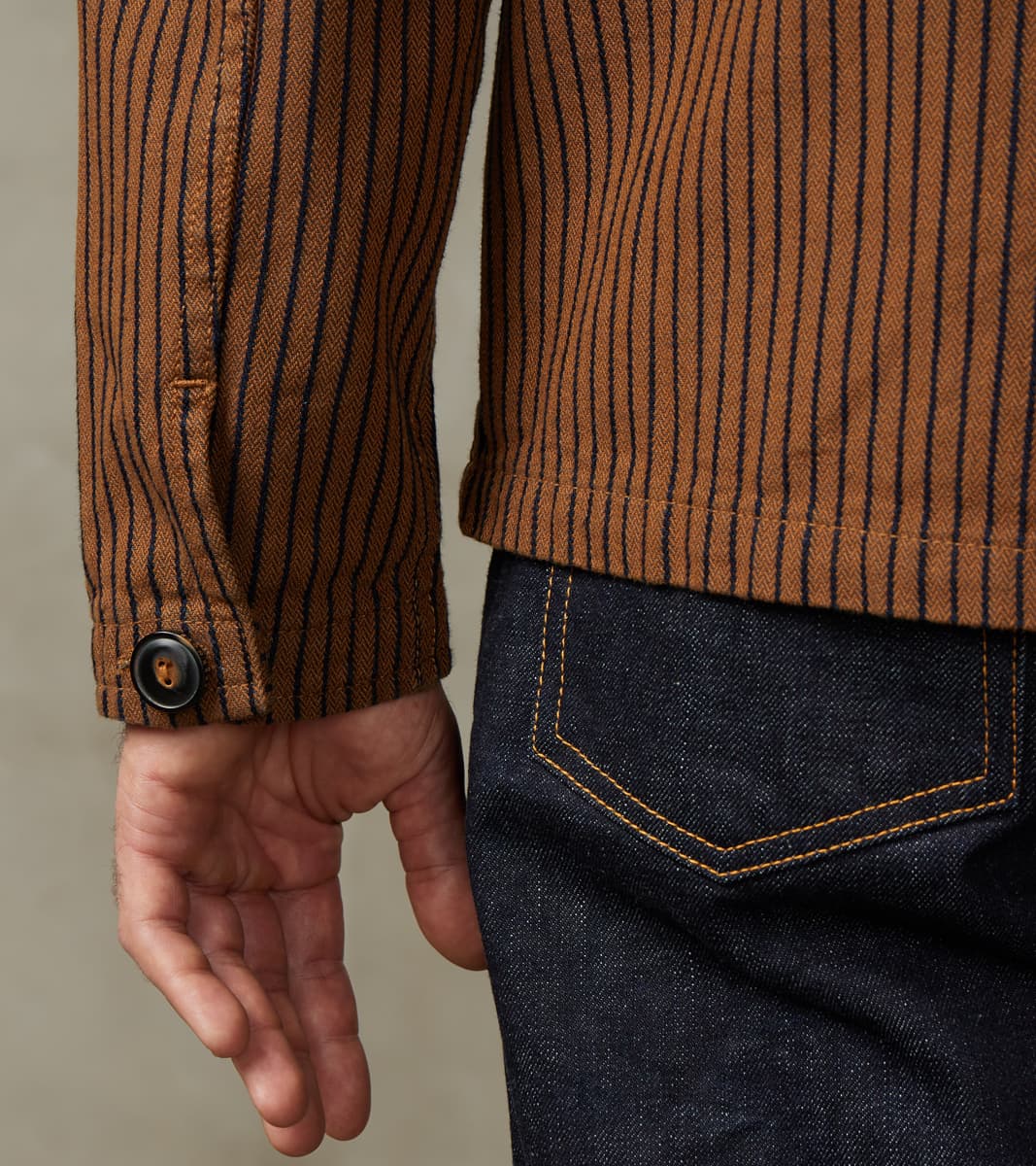 Midway - Japanese Herringbone Dobby - Brown & Indigo