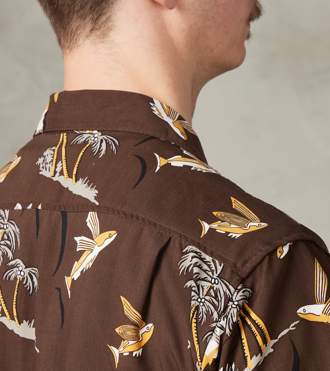 Dean Double Pocket Camp - Hoffman Rayon Poplin - Brown Flying Fish