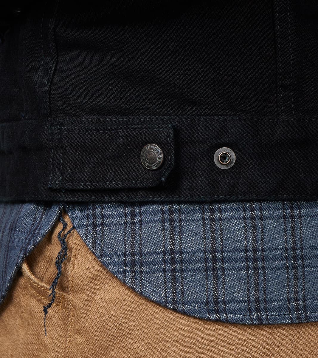 123J-OD - Work Jacket - 14oz Indigo Overdyed Black Broken Twill Selvedge Denim