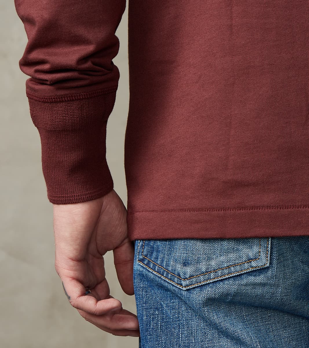 2M06 Good Originals - 6.8oz Vintage Machine 2-Thread Henley - 506 Burgundy