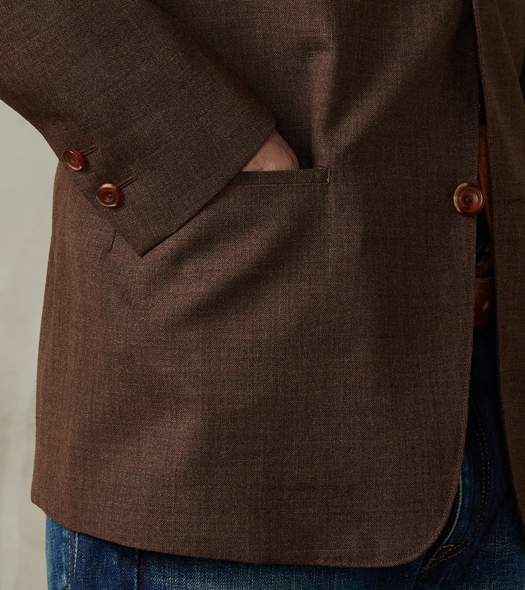 American Sack Jacket - Fox Brothers® Chestnut Worsted Air Cloth
