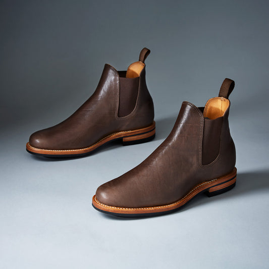 Dark Brown Washed Horsehide Chelsea Boot