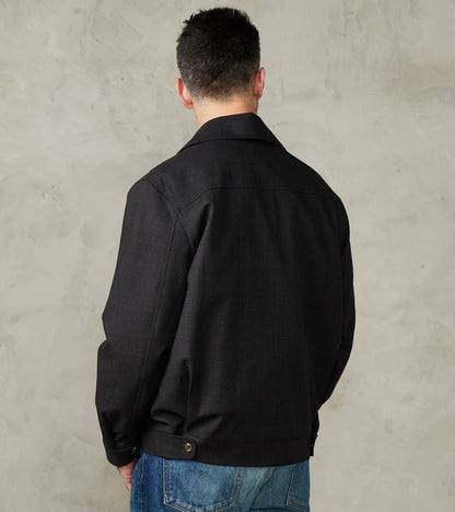 Italian Cold Wool Cloth Student Jacket - Anthracite Prince Of Wales Check