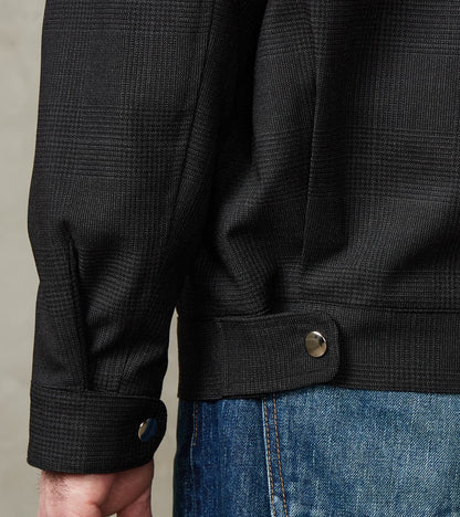 Italian Cold Wool Cloth Student Jacket - Anthracite Prince Of Wales Check