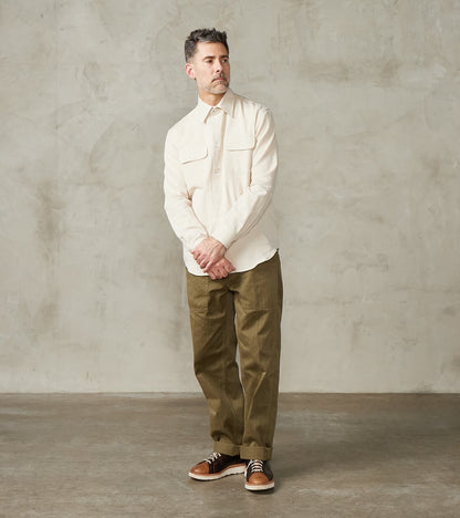 De Bonne Facture Japanese Cotton & Hemp Gabardine Twill Artist Shirt -…
