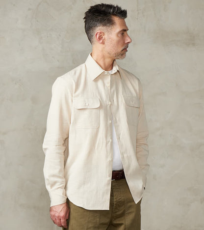Japanese Cotton & Hemp Gabardine Twill Artist Shirt - Undyed