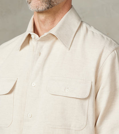Japanese Cotton & Hemp Gabardine Twill Artist Shirt - Undyed