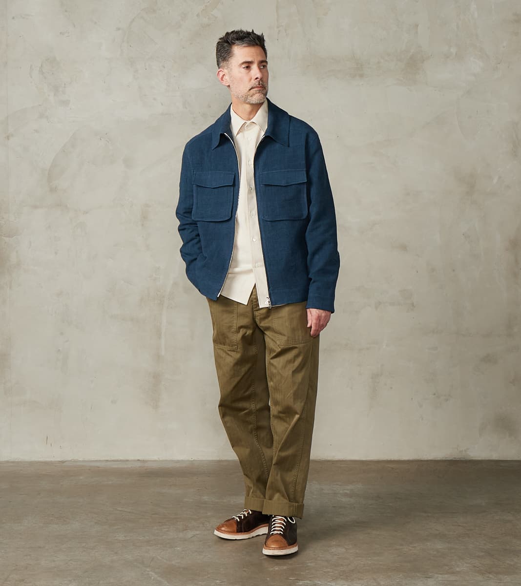 Belgium Linen & Wool Student Jacket - Prussian Blue