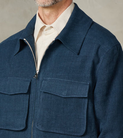 Belgium Linen & Wool Student Jacket - Prussian Blue