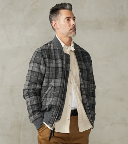 Flyers Club Bomber - Fox Brothers® Tweed - Slate Grey Check