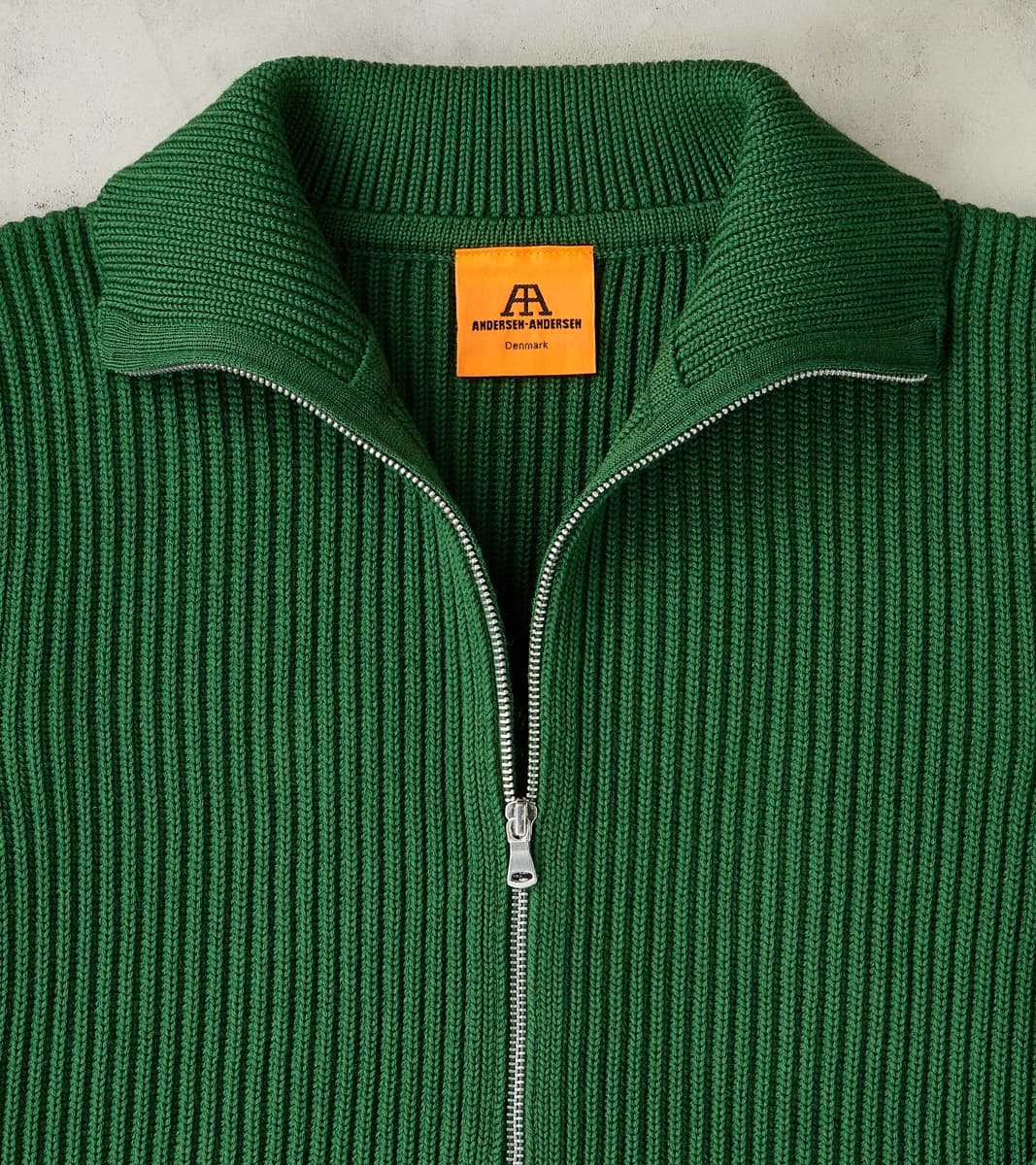 Navy Full Zip Pocket Sweater - Green