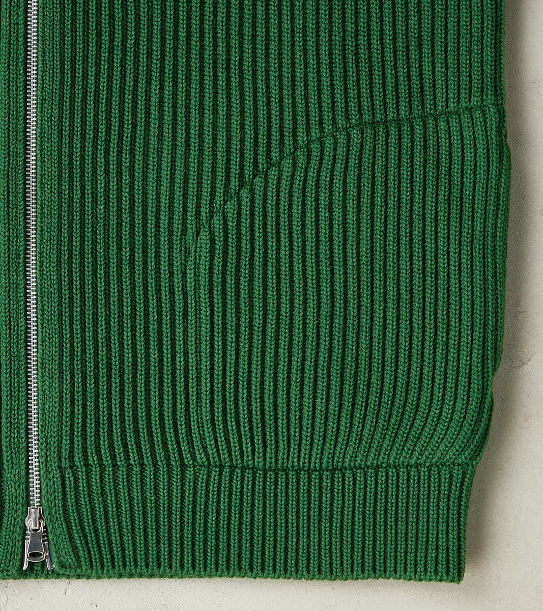 Navy Full Zip Pocket Sweater - Green