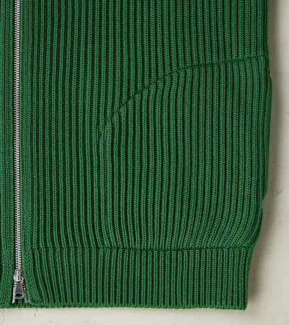 Navy Full Zip Pocket Sweater - Green