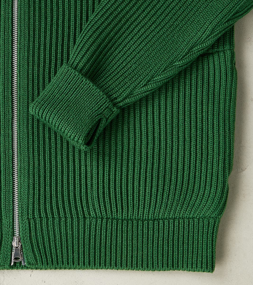 Navy Full Zip Pocket Sweater - Green
