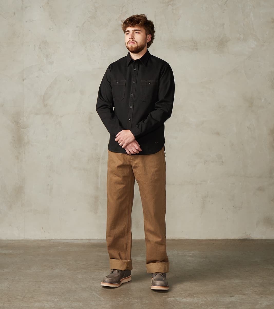 BWS-02 - Utility Shirt - 8oz Black Herringbone Twill