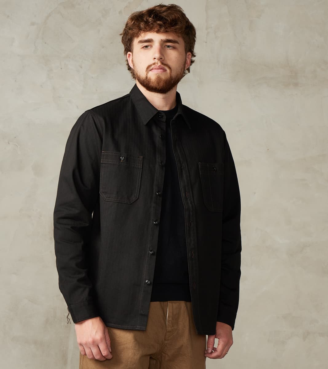 Benzak - BWS-02 - Utility Shirt - 8oz Black Herringbone Twill