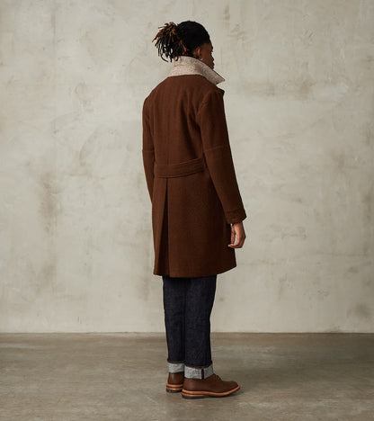 Italian Wool Ratine Cloth Marcel Lassance Redingote Coat - Coffee Brown