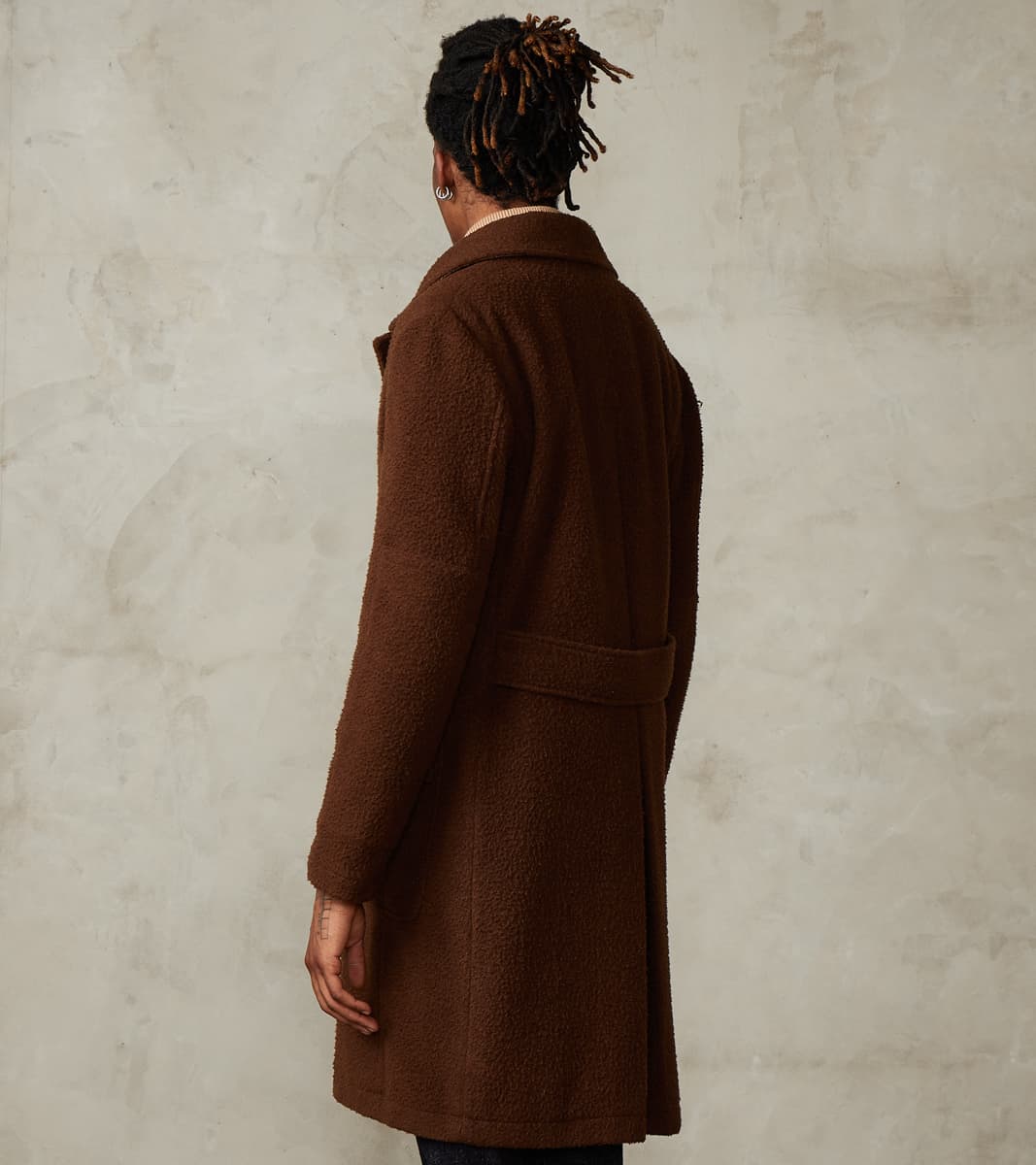 Italian Wool Ratine Cloth Marcel Lassance Redingote Coat - Coffee Brown