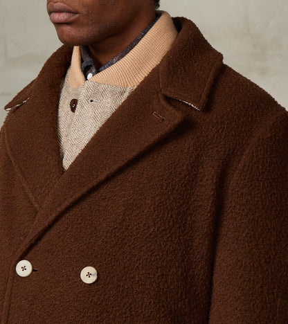 Italian Wool Ratine Cloth Marcel Lassance Redingote Coat - Coffee Brown