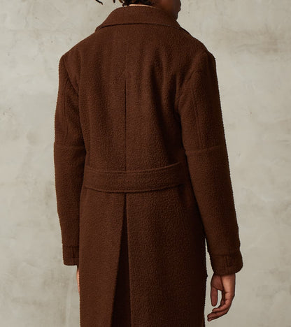 Italian Wool Ratine Cloth Marcel Lassance Redingote Coat - Coffee Brown