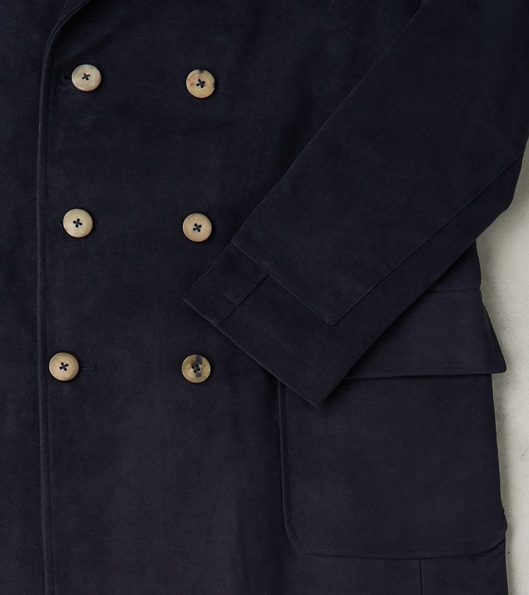 English Cotton Moleskin Marcel Lassance Redingote Coat - Navy
