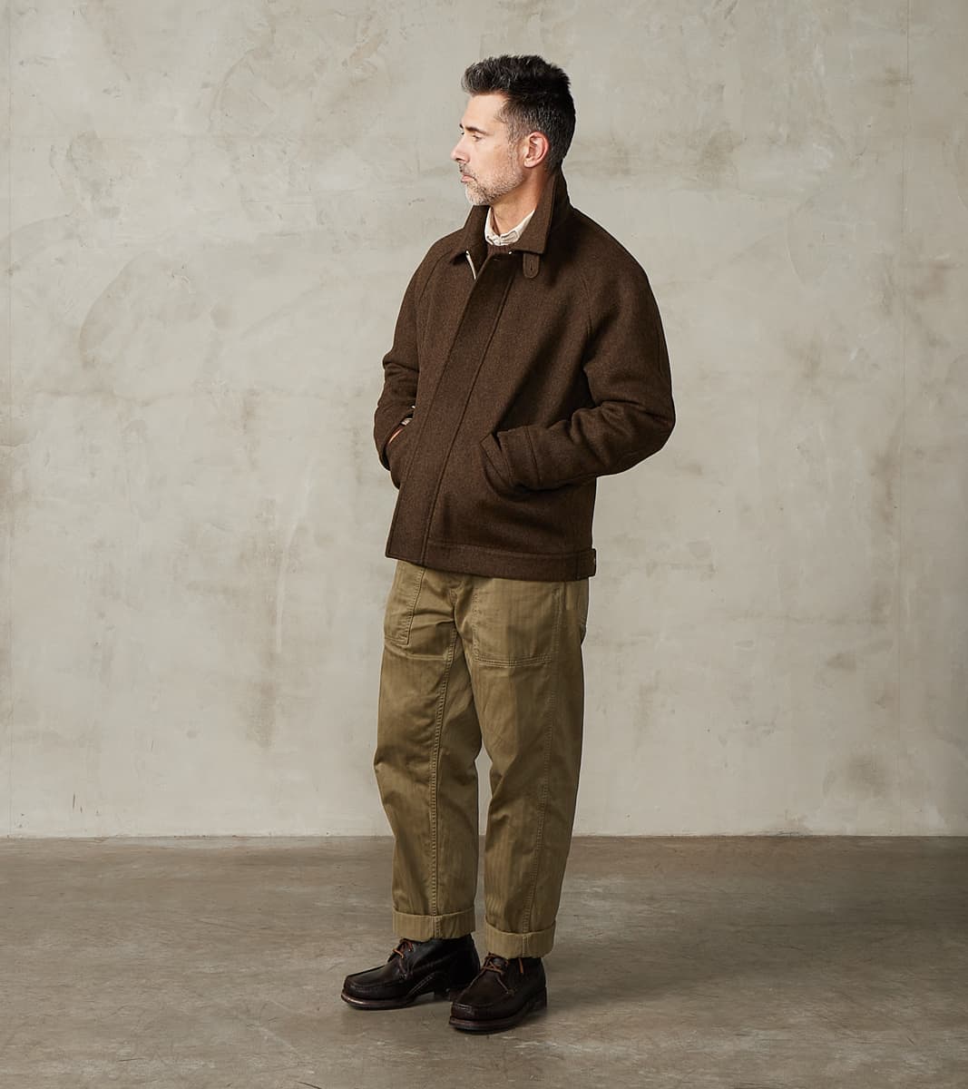 Austrian Wool Cloth Drivers Jacket - Chocolate Brown