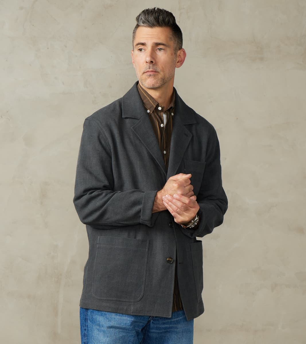 Belgium Linen & Wool Traveler Jacket - Anthracite