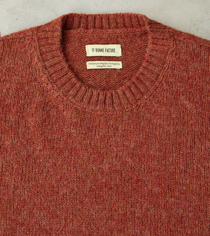 Italian Brushed Wool Shaggy Sheep Crewneck Jumper - Heathered Paprika