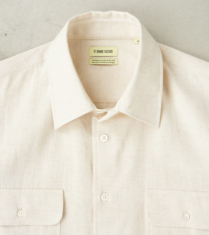 Japanese Cotton & Hemp Gabardine Twill Artist Shirt - Undyed