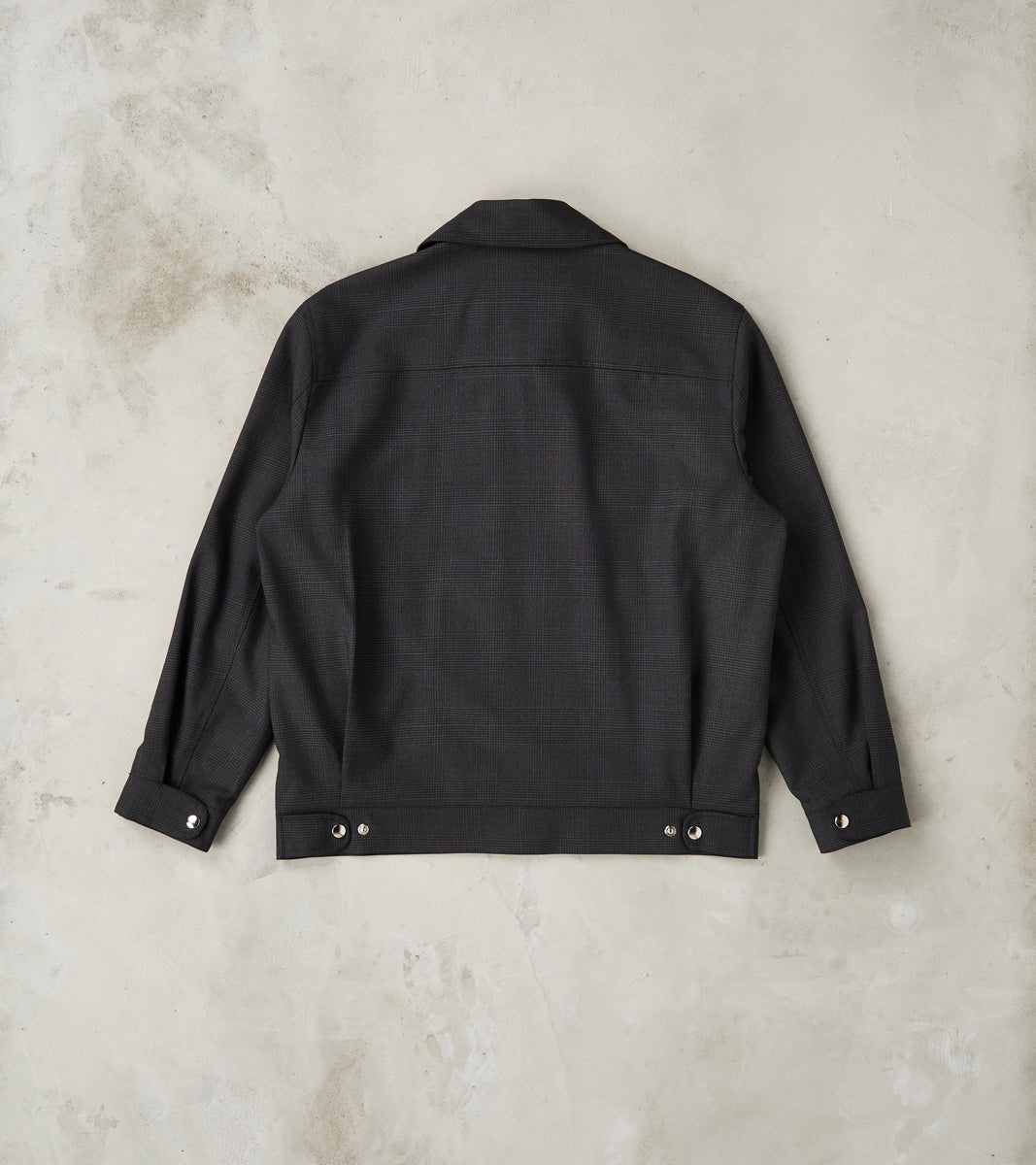 Italian Cold Wool Cloth Student Jacket - Anthracite Prince Of Wales Check