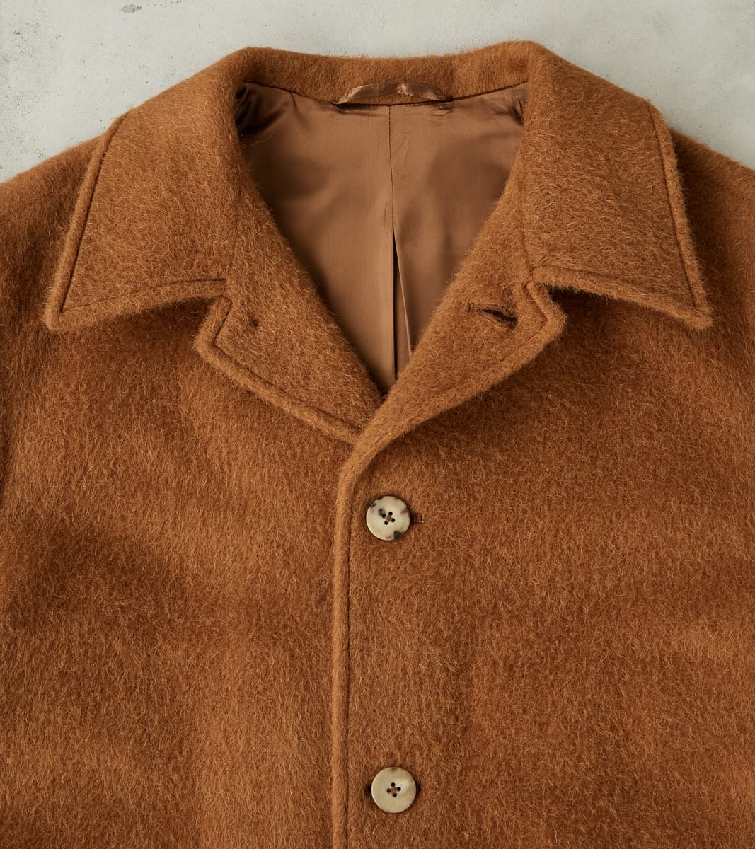 Italian Wool Alpaca Mohair Cloth Overcoat - Pecan