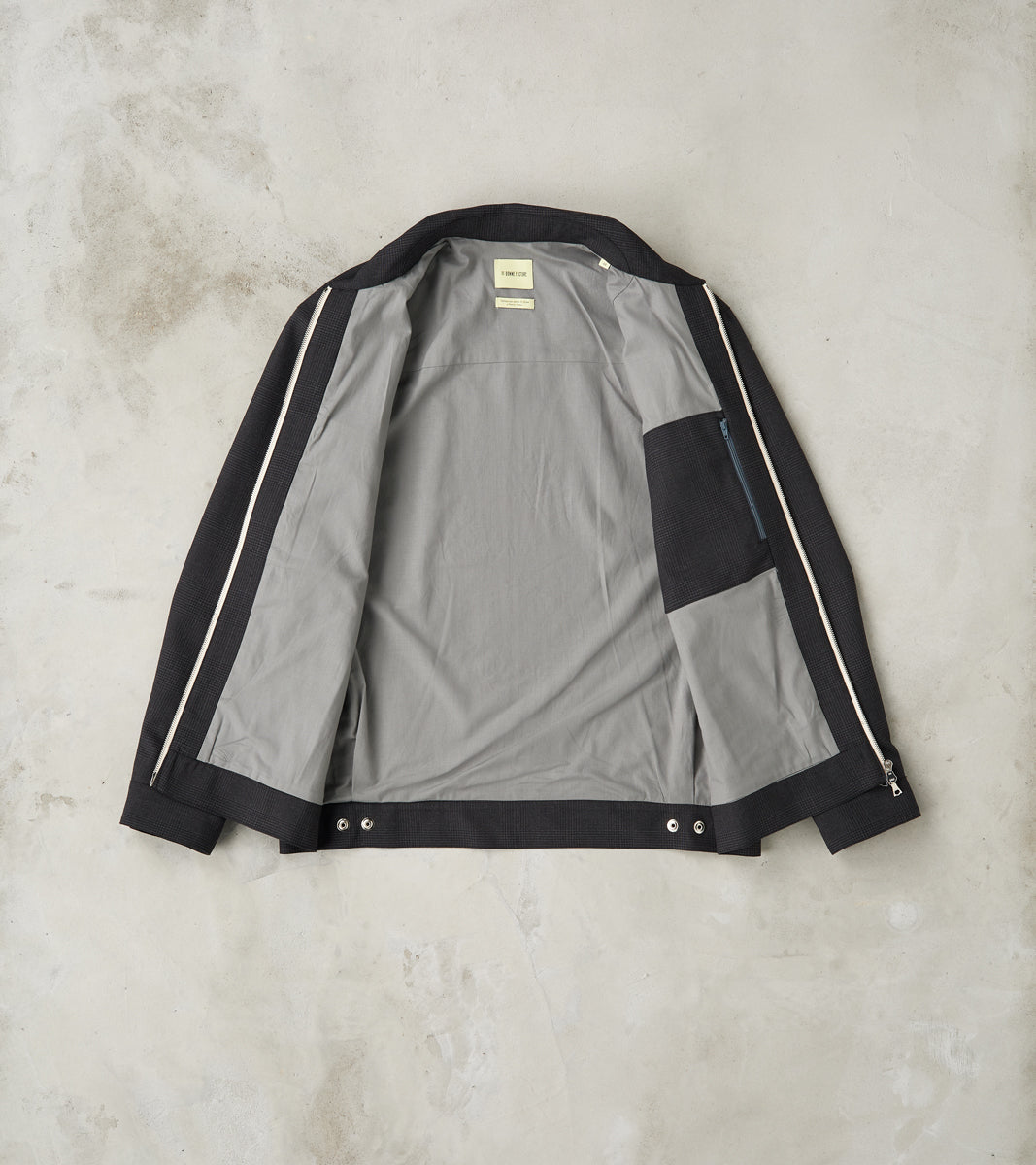 Italian Cold Wool Cloth Student Jacket - Anthracite Prince Of Wales Check