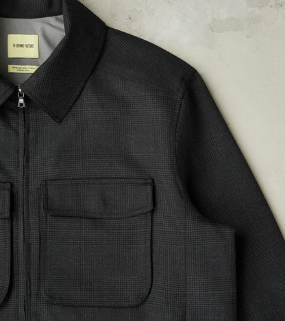 Italian Cold Wool Cloth Student Jacket - Anthracite Prince Of Wales Check