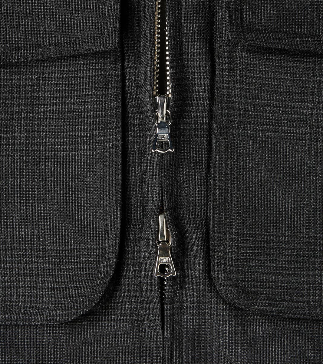 Italian Cold Wool Cloth Student Jacket - Anthracite Prince Of Wales Check