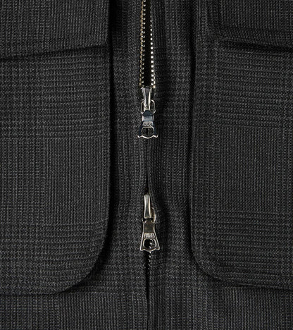 Italian Cold Wool Cloth Student Jacket - Anthracite Prince Of Wales Check