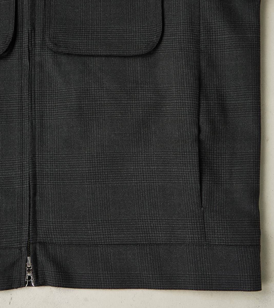 Italian Cold Wool Cloth Student Jacket - Anthracite Prince Of Wales Check