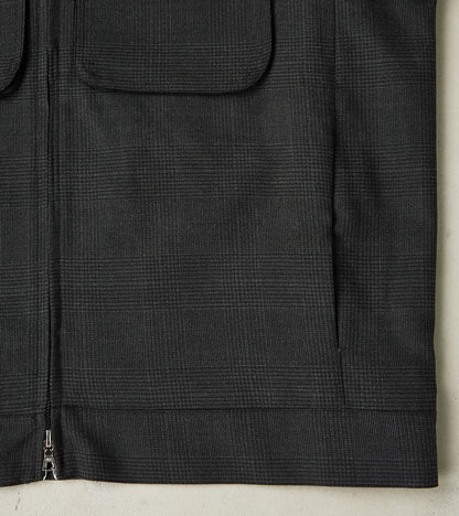 Italian Cold Wool Cloth Student Jacket - Anthracite Prince Of Wales Check