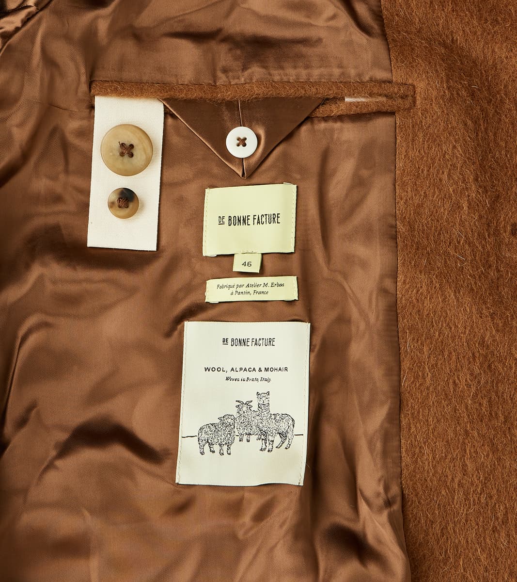 Italian Wool Alpaca Mohair Cloth Overcoat - Pecan
