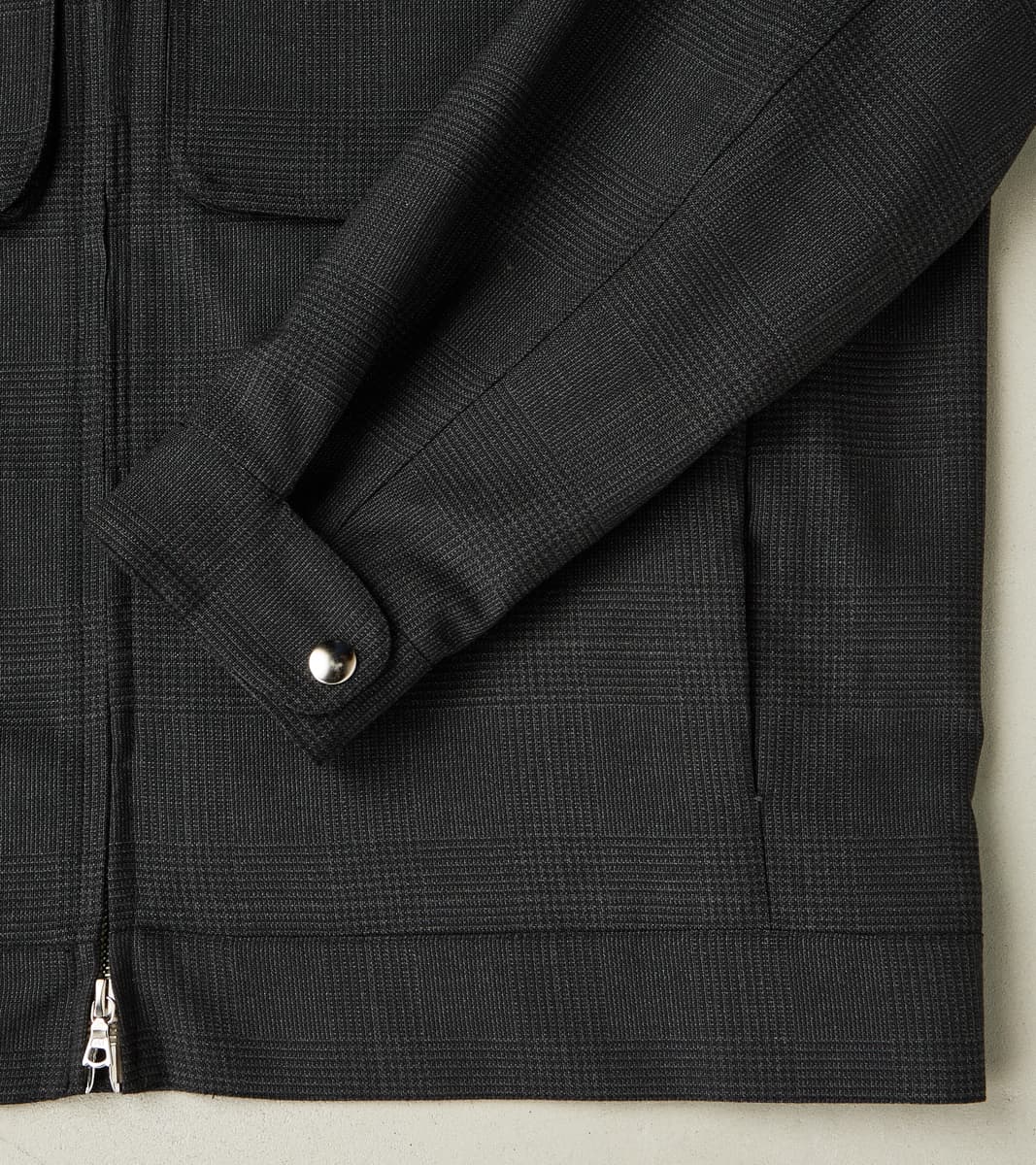 Italian Cold Wool Cloth Student Jacket - Anthracite Prince Of Wales Check