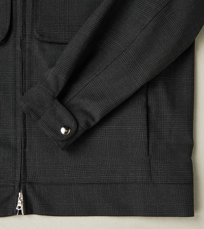 Italian Cold Wool Cloth Student Jacket - Anthracite Prince Of Wales Check