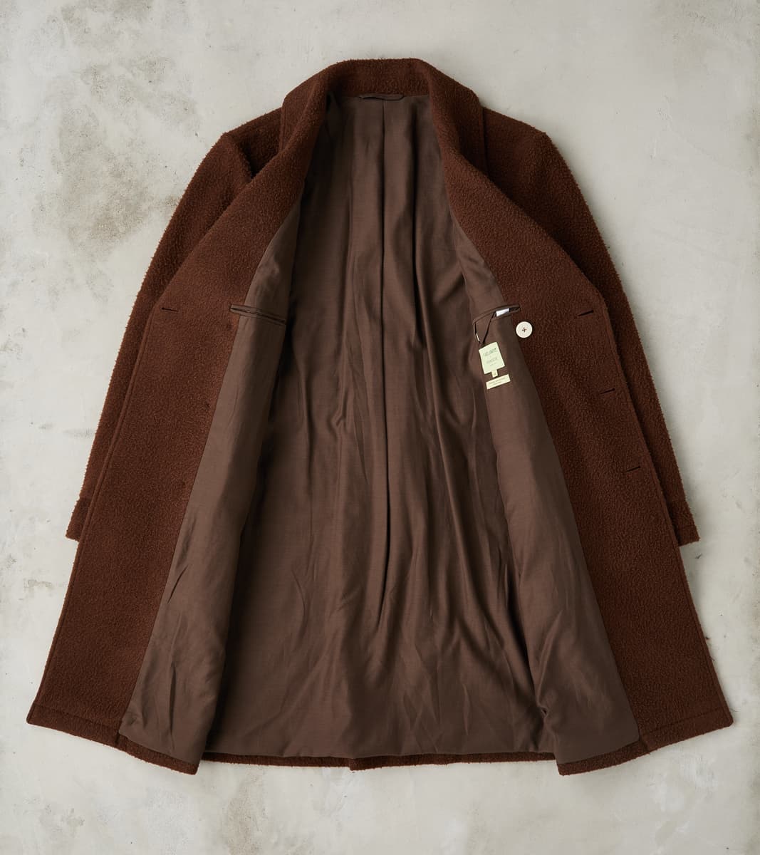 Italian Wool Ratine Cloth Marcel Lassance Redingote Coat - Coffee Brown