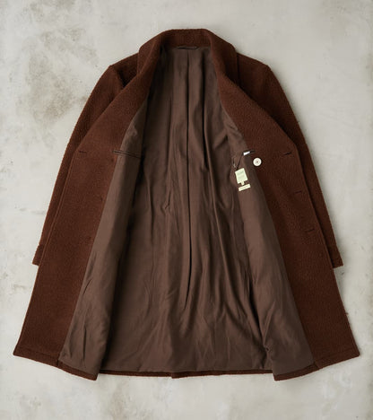 Italian Wool Ratine Cloth Marcel Lassance Redingote Coat - Coffee Brown