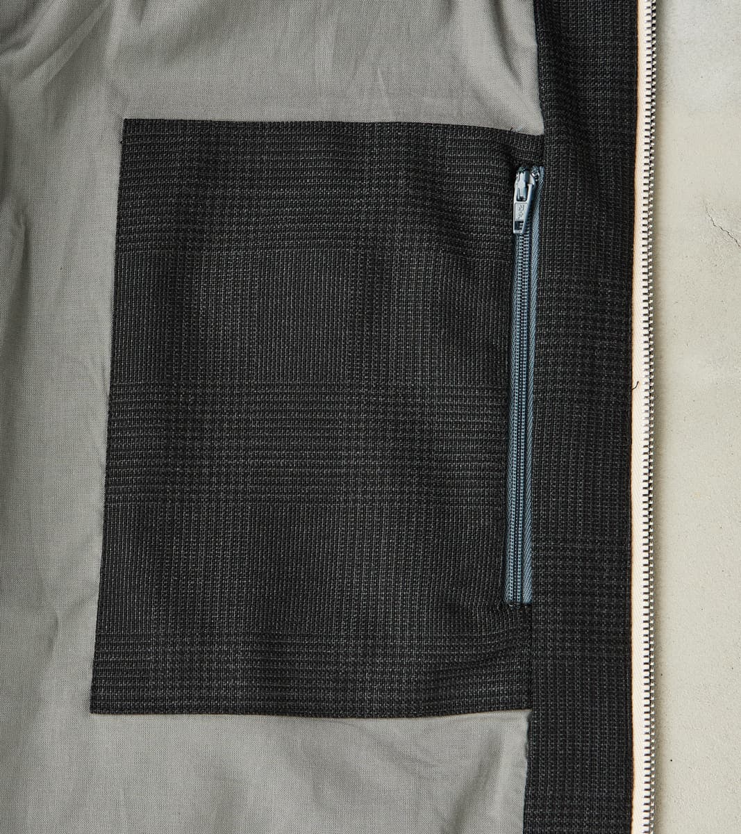 Italian Cold Wool Cloth Student Jacket - Anthracite Prince Of Wales Check