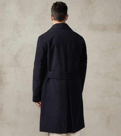 English Cotton Moleskin Marcel Lassance Redingote Coat - Navy