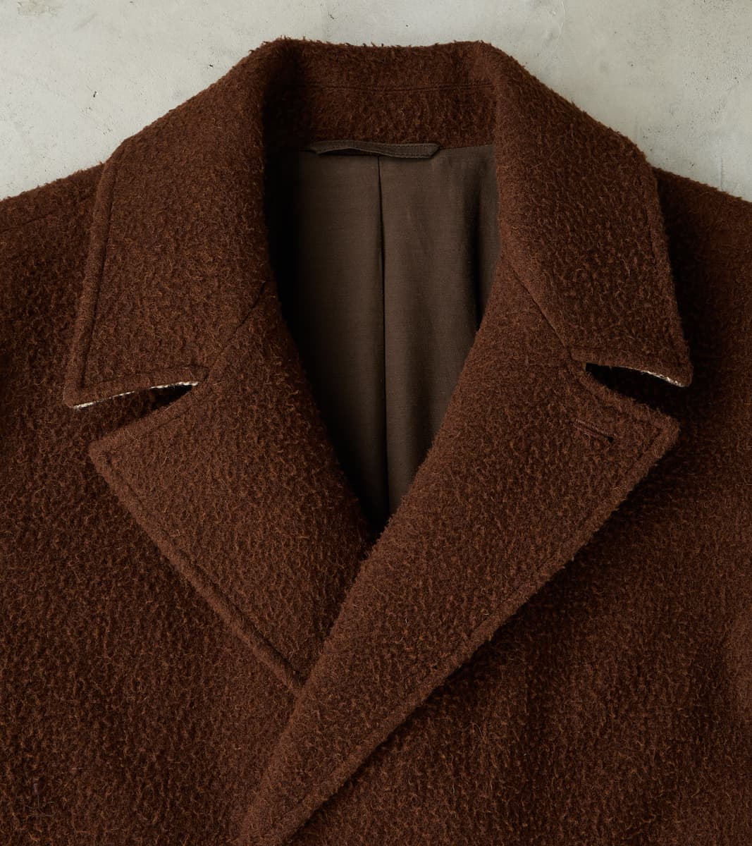 Italian Wool Ratine Cloth Marcel Lassance Redingote Coat - Coffee Brown