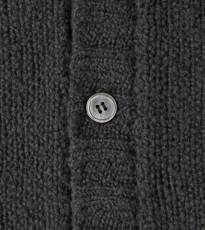 Italian Boucle Wool Student Cardigan - Storm Grey