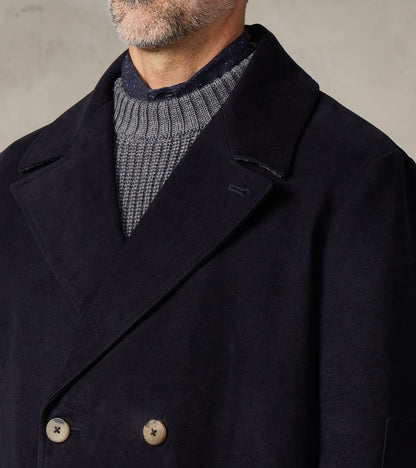 English Cotton Moleskin Marcel Lassance Redingote Coat - Navy