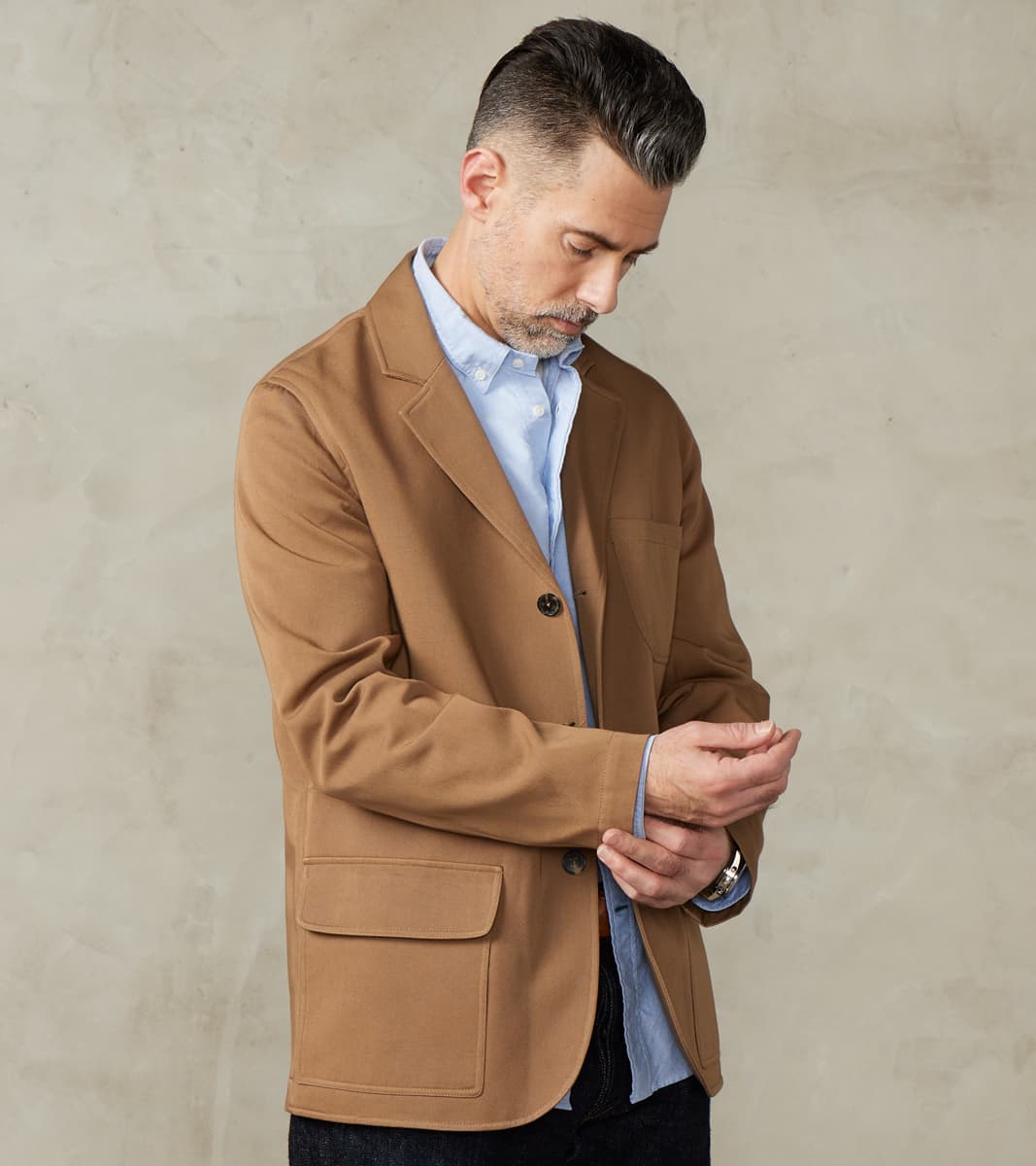 Natural Plant Dyed Italian Twill Geography Teacher Jacket - Coffee
