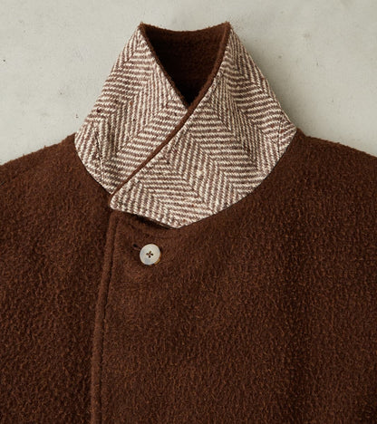 Italian Wool Ratine Cloth Marcel Lassance Redingote Coat - Coffee Brown
