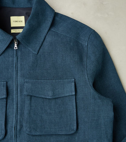 Belgium Linen & Wool Student Jacket - Prussian Blue